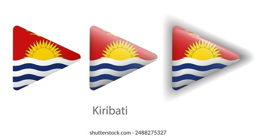 Kiribati flag vector icons set in the shape of rounded triangle