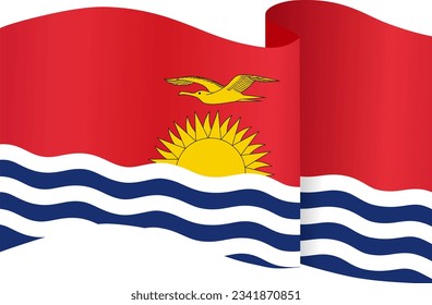 Kiribati flag wave isolated on png or transparent background