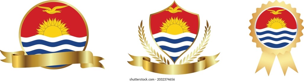 Kiribati flags. Symbols of countries map