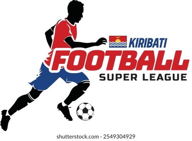 Kiribati football league, Soccer ball, Football logo, Footballer Kick the Ball isolated on white background, Vector Illustration