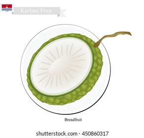 Kiribati Fruit, Illustration of Ripe and Sweet Breadfruit. One of The Most Popular Fruits of Kiribati.