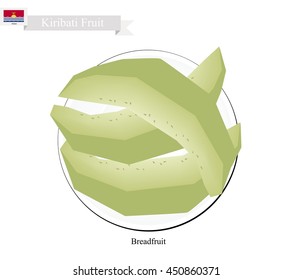 Kiribati Fruit, Illustration of Ripe and Sweet Breadfruit. One of The Most Famous Fruits of Kiribati.