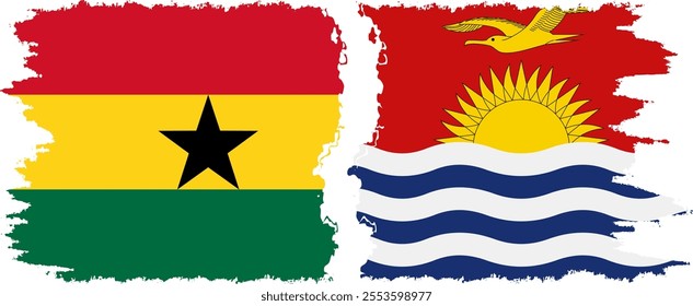 Kiribati and Ghana grunge flags connection, vector