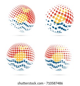 Kiribati halftone flag set patriotic vector design. 3D halftone sphere in Kiribati national flag colors isolated on white background.