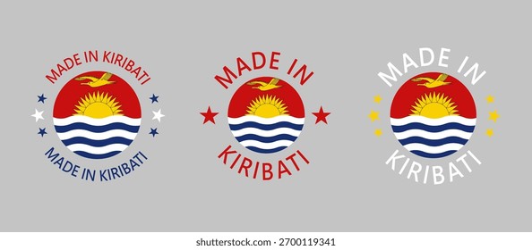 Kiribati Made in Stamp im Kreis mit Flagge auf weißem Hintergrund