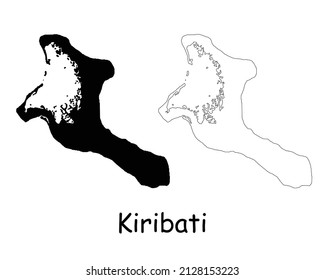 Kiribati Map. Kiribati Black silhouette and outline map isolated on white background. Kiritimati Island Territory Border Boundary Line Icon Sign Symbol Clipart EPS Vector