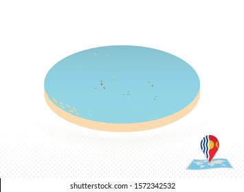 Kiribati map designed in isometric style, orange circle map of Kiribati for web, infographic and more.