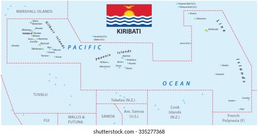 kiribati map with flag