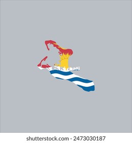 Kiribati map and flag color design on gray background
