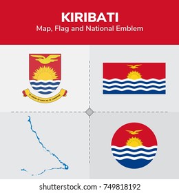 Kiribati Map, Flag and National Emblem 