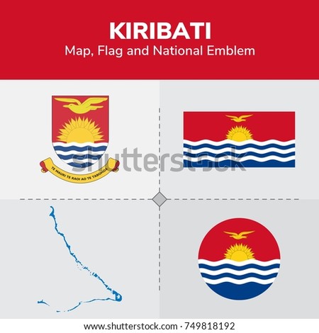 Kiribati Map, Flag and National Emblem 