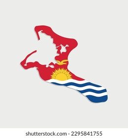 mapa de kiribati con bandera en fondo gris