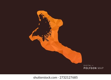 Mapa de Kiribati - Vector de bajo polígono polivinílico, silueta triangulada geométrica en tonos naranja y marrón oscuro, estilo infográfico moderno limpio, fondo aislado.