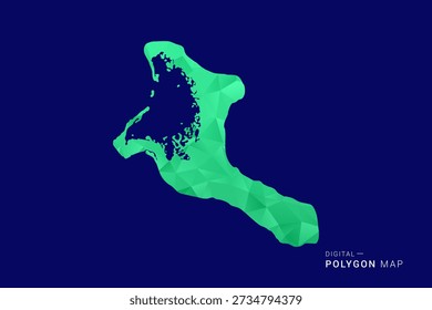 Mapa de Kiribati - Vector de bajo polígono polivinílico, silueta triangulada geométrica en tonos verdes y azules, estilo moderno limpio, fondo aislado para uso infográfico.