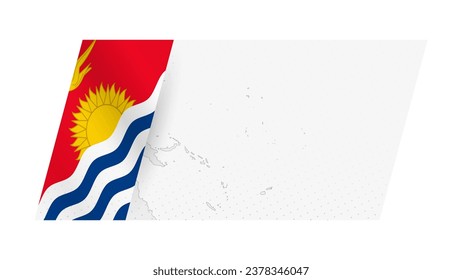 Kiribati map in modern style with flag of Kiribati on left side. Vector illustration of a map.
