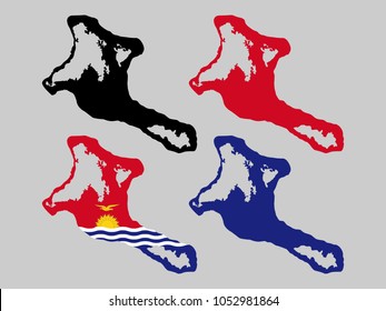Kiribati map with national flag decoration 