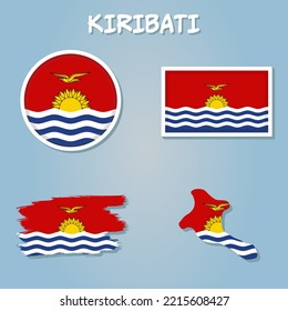 Mapa de Kiribati en un mapa mundial con indicador y mapa, ilustración vectorial.