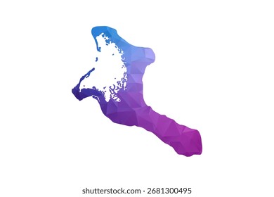 Kiribati Map - Vektorgrafik im Polygonstil in blauem und violettem Farbverlauf, Geometrisches Design mit niedrigem Poly, einzeln auf weißem Hintergrund, ideal für Infografiken und Lernmaterialien.