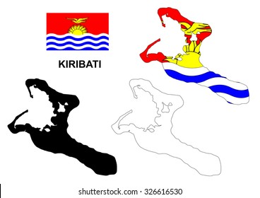 Kiribati map vector, Kiribati flag vector, isolated Kiribati