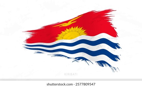 Kiribati National Flag with Textured Brush Strokes. Artistic Brush Stroke Design.