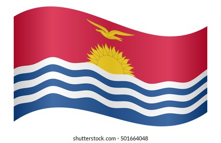 Kiribati national official flag. Patriotic symbol, banner, element, background. Correct colors. Flag of Kiribati waving on white background, vector illustration
