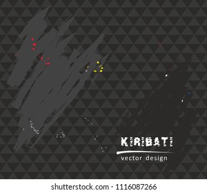 Kiribati national vector map with sketch chalk flag. Sketch chalk hand drawn illustration