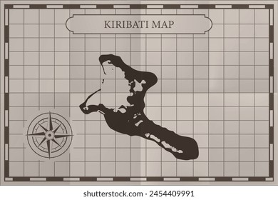 Kiribati old classic country map. Vintage antique map paper style.