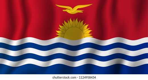 Kiribati realistic waving flag vector illustration. National country background symbol. Independence day.