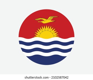 Kiribati Round Country Flag. Kiribati Circle National Flag. Republic of Kiribati Circular Shape Button Banner. EPS Vector Illustration.