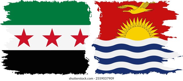 Kiribati and Syrian Revolution grunge flags connection, vector