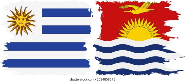 Conexión de banderas grunge de Kiribati y Uruguay, Vector