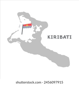 Ilustración del mapa del Vector de Kiribati, silueta del mapa del país con la bandera dentro. Nación Geografía Contorno Frontera Límite Territorio Forma Ilustración vectorial EPS Clipart