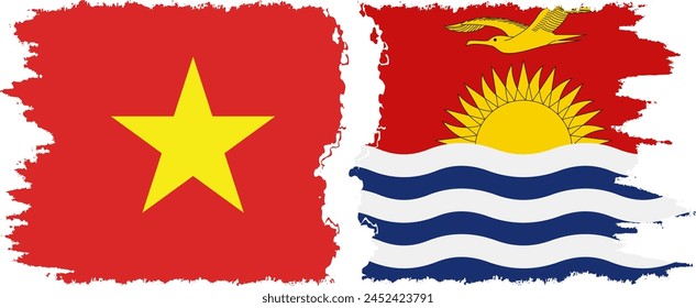 Kiribati and Vietnam grunge flags connection, vector