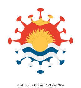 Bandera de Kiribati en forma de virus. Signo de país. Ilustración vectorial.