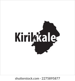 Mapa de Kirikkale y diseño de letras negras sobre fondo blanco