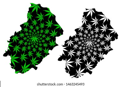 Kirikkale (Provinces of the Republic of Turkey) map is designed cannabis leaf green and black, Kirikkale ili map made of marijuana (marihuana,THC) foliage,