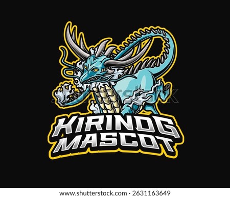 A Kirin from Japanese mythology with dragon head, scaly horse body. Mascot vector illustration