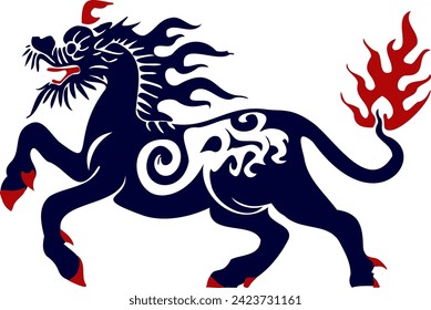 Kirin or Qilin Dragon is a vector mythical Asian brand logo for corporate identity. In the style of traditional illustration.