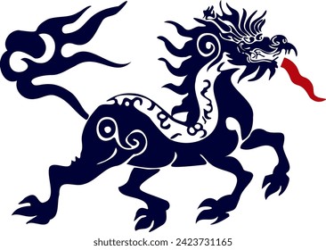 Kirin or Qilin Dragon is a vector mythical Asian brand logo for corporate identity. In the style of traditional illustration.