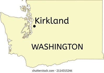Kirkland city location on Washington state map