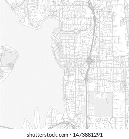Kirkland, Washington, USA, bright outlined vector map with bigger and minor roads and steets created for infographic backgrounds.