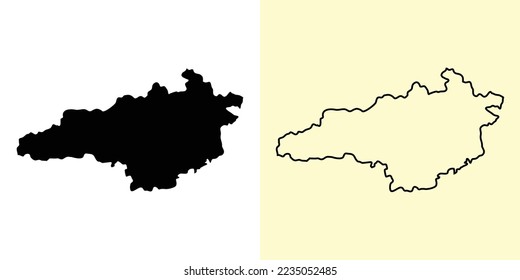 Kirovohrad map, Ukraine, Europe. Filled and outline map designs. Vector illustration