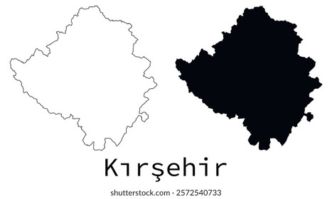 Kirsehir map outline and black silhouette vector