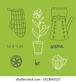 Kirtchen pattern hand drawn illustration isolated on background