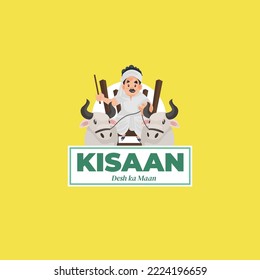 Kisaan desh ka maan vector mascot logo template.