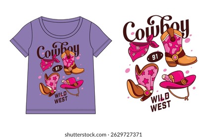 kisds wear for cowboy ,wild west slogan vectör desing.
