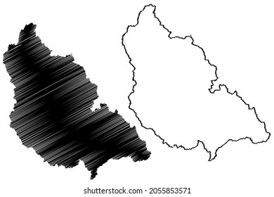 Kishtwar district (Jammu and Kashmir union territory, Republic of India) map vector illustration, scribble sketch Kishtwar map