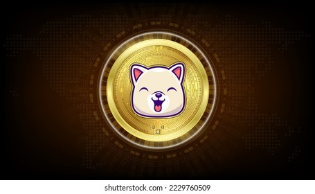 kishu inu Coin golden token Kryptowährung. Währung auf dem Aktienmarkt der Blockkette digital. Kryptowährungen auf schwarzem Hintergrund, Vektorgrafik EPS10.