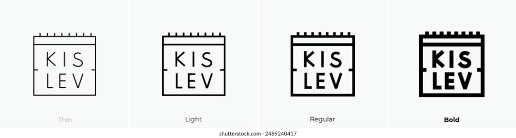kislev icon. Thin, Light Regular And Bold style design isolated on white background