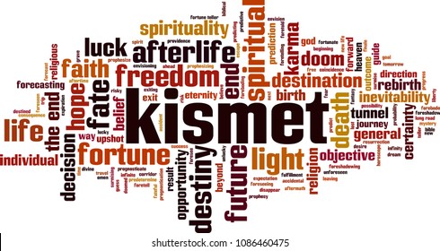 Kismet Word Cloud Concept. Vector Illustration